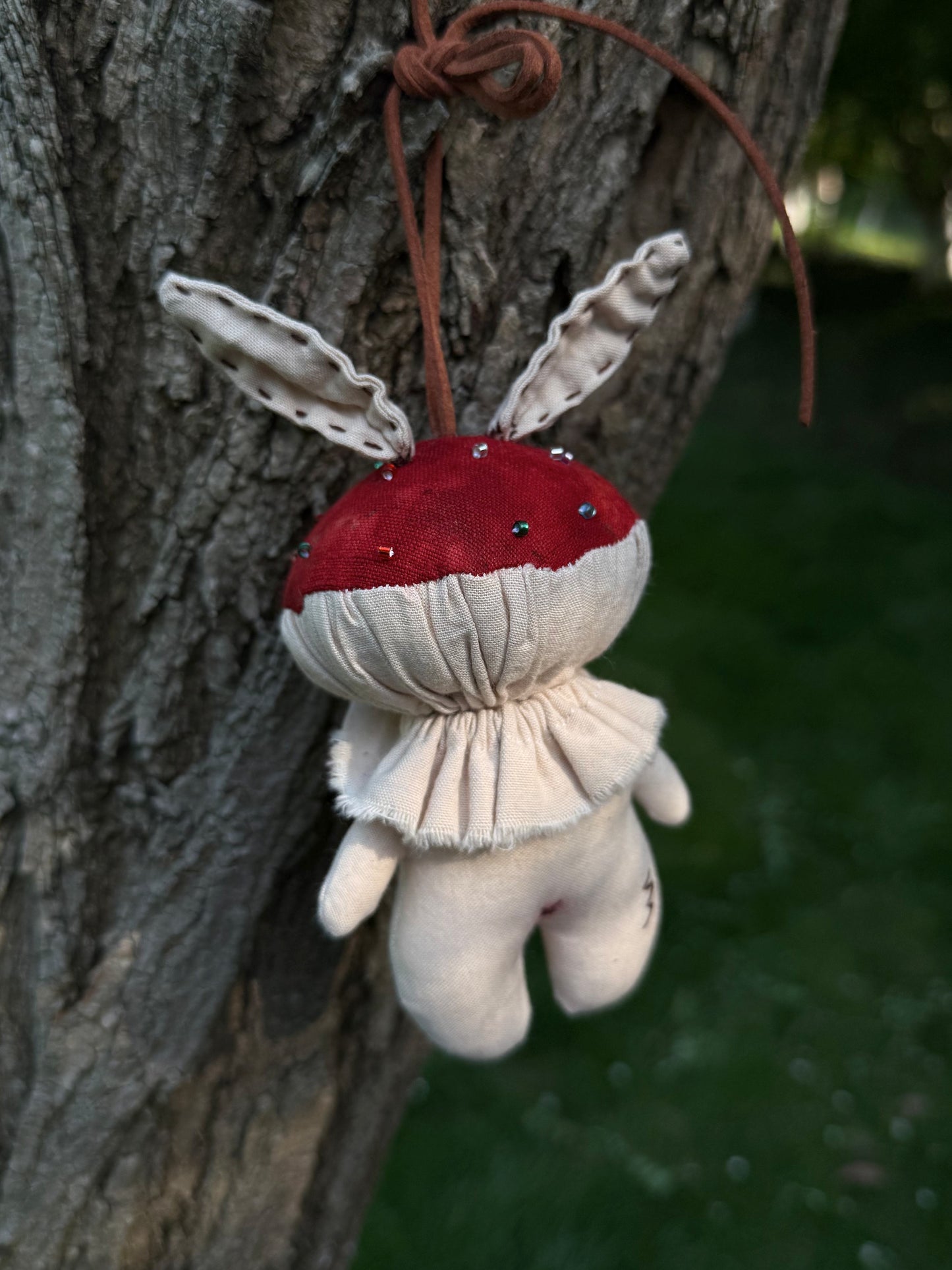 Fantasy Woodland Gothiccore Forest Rabbit-Ear Mushroom Art Doll Pendant