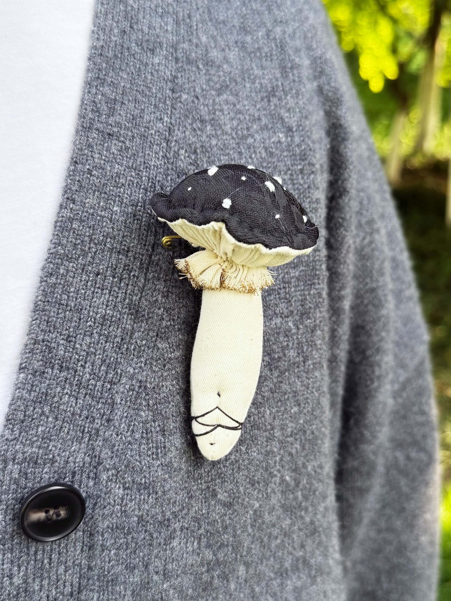 Gothic Black Fantasy Mushroom Brooch