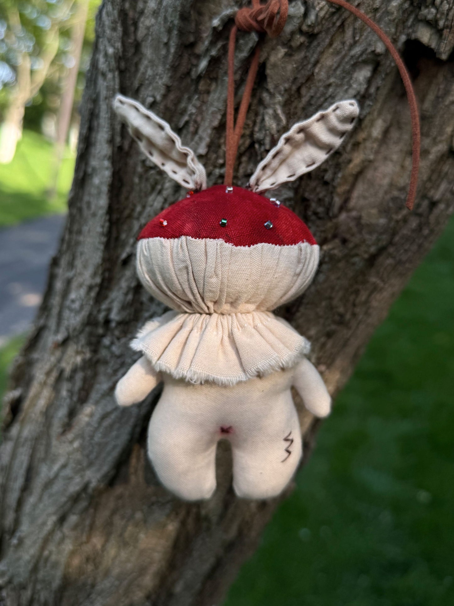 Fantasy Woodland Gothiccore Forest Rabbit-Ear Mushroom Art Doll Pendant