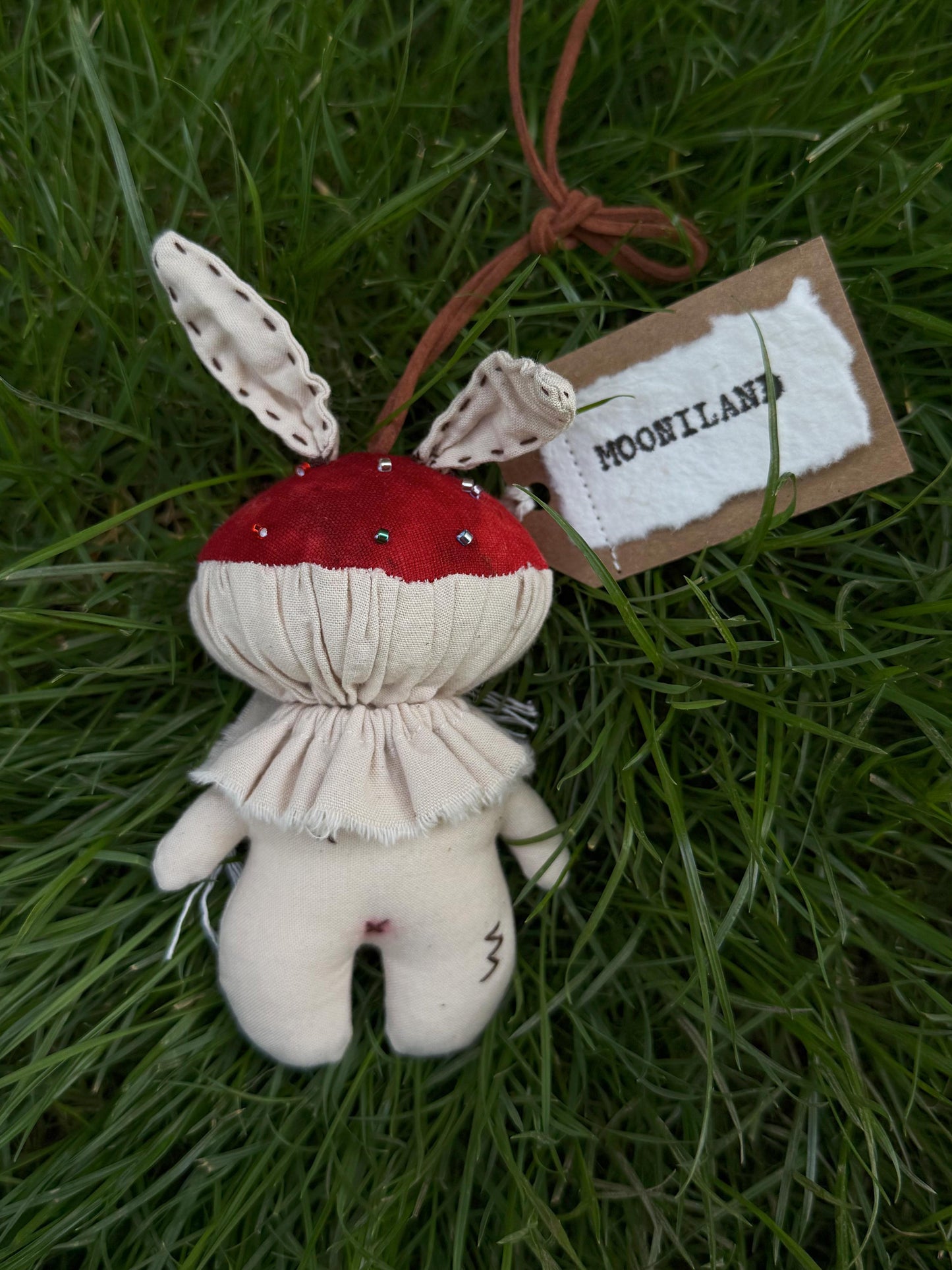 Fantasy Woodland Gothiccore Forest Rabbit-Ear Mushroom Art Doll Pendant