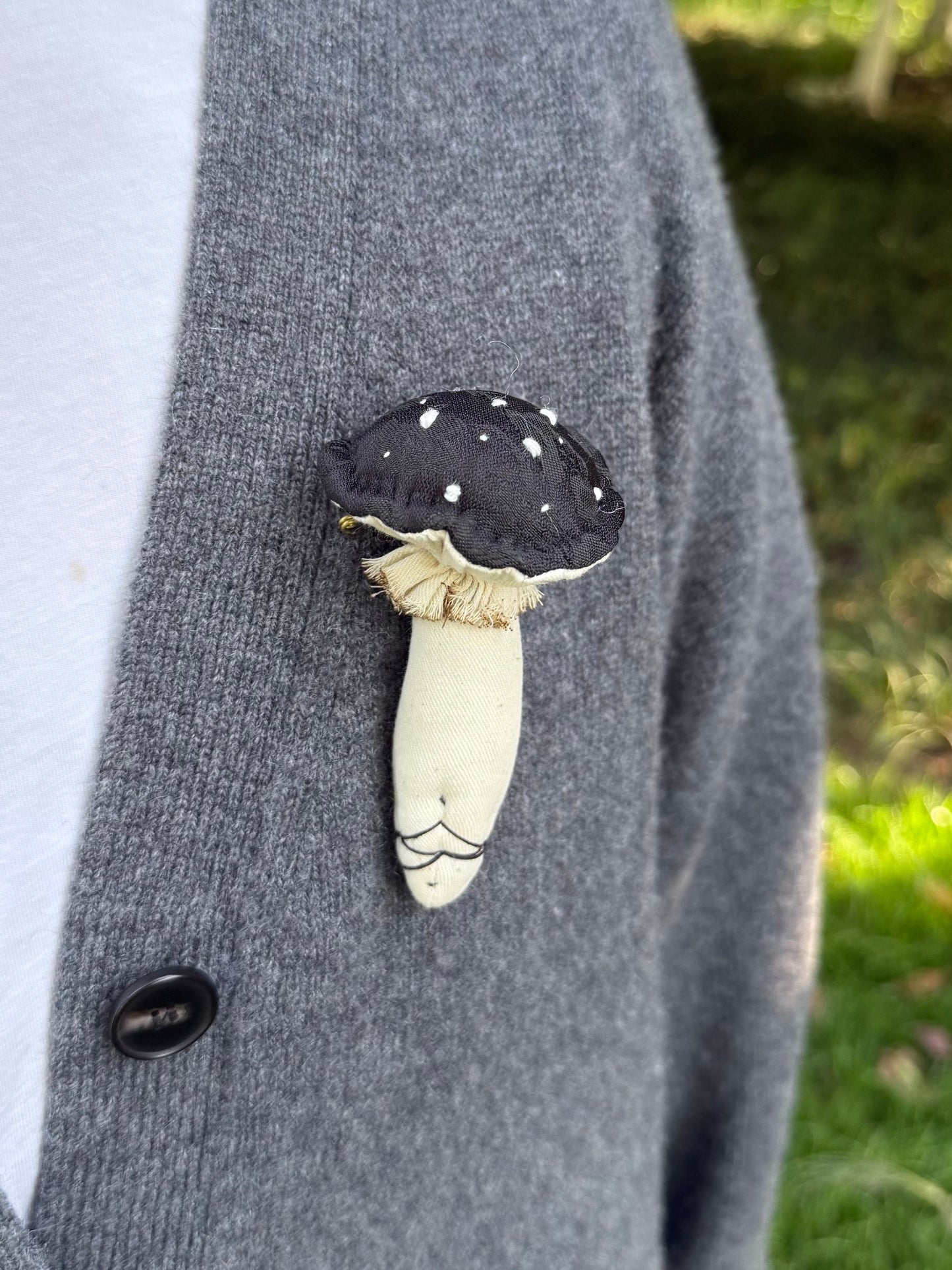 Gothic Black Fantasy Mushroom Brooch